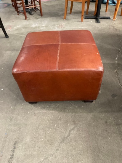 Custom made Square Leather ottoman by KAAS TAILORED.