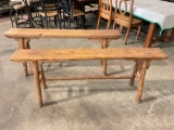 Beautiful Pair of Antique French Farmhouse Benches. Mortise and Tenon Jointed!
