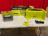 RYOBI 40V 3-Port Quick Charger with RYOBI 40V Lithium-Ion Battery. New in Box