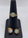 Stunning sz 6.5 women's 14k gold and fire opal ring and matching earrings 4.5 grams