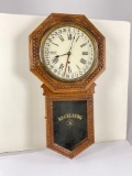 Vintage Regulator hanging wall clock, Front door is loose and pendulum is missing