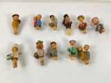 Vintage wooden hand carved wine toppers,