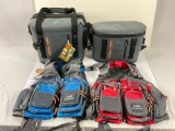 Collection of fishing/outdoor gear. 2x Bassdash fishing vests Men's. 2x Ozark Trail Coolers.