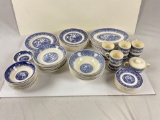 Beautiful collection of Blue Willow china, large lot see description.