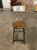 Single gray metal stool with beautiful wooden seat from WORLD MARKET.