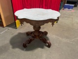 Beautiful Antique Rococo Mahogany parlor Table with marble Turtle Top