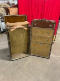 Vintage Steam Trunk Wardrobe with original compartments and accessories.