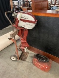 Vintage JOHNSON Sea Horse 7 1/2 HP Outboard Motor and Gas Can.