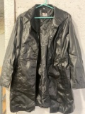 Sputer Synthetic Black Leather Trench Jacket Women's Size M