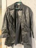 Sputer Synthetic Black Leather Trench Jacket Women's Size S