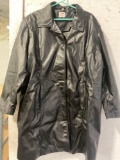 Sputer Synthetic Black Leather Trench Jacket Women's Size 3XL