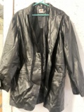Sputer Synthetic Black Leather Trench Jacket Men's Size L