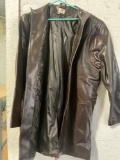 Sputer Synthetic Brown Leather Trench Jacket Men's Size 3XL