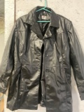 Sputer Synthetic Black Leather Trench Jacket Women's Size 2XL