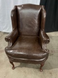EMERSON LEATHER ARM CHAIR WITH WING BACK FROM LOCAL BISTRO.
