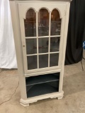 ANTIQUE DINNER CABINET WITH SHELVES ON BOTTOM FROM LOCAL BISTRO.