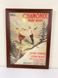 Chamonix Mont-Blanc framed vintage advertisement poster, great condition