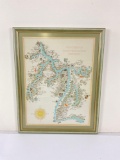 Framed German wine producing districts map.