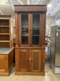 Beautiful Large Antique Oak Hutch with metal-lined cabinet area.