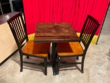 Dark Stained CAFE STYLE TABLE with 2 chairs FROM LOCAL OLYMPIA BISTRO.