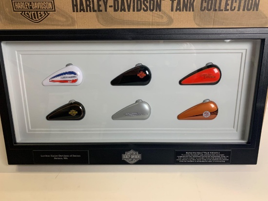 New inbox Harley Davidson tank collection 2015 in framed shadow box