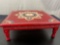 Lalhaveli Indian Square Hand Painted Design Solid Red Wooden Coffee Table 18 x 18 x 6 Inch