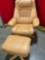 Vintage EKORNES Stress less leather chair with ottoman.