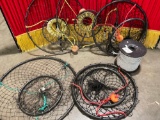 Lot of Commercial crab traps with extras.