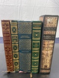 5 Gold Leafed Vintage Books, Madame Bovary, Wuthering Heights, Mark Twain, The Razor's Edge, +1