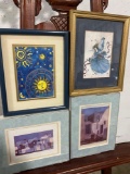 Lot of 4 Framed Pieces of Art, 2 are Signed Reimel Abrams, and unknown, see pics for signatures