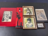 6 Small Pieces of Art, 5 are signed by Rideau, 2x A. Gruerio, 2x unknown, see pics for signature.