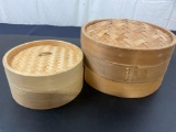 2 10 inch and 1 8 inch Chinese Bamboo Steamers