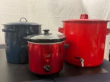 3 Pots, Large Red Enamel Pot with spigot, Campfire Enamel Billy 18 CM 3L Pot, Mini crockpot