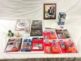 Large lot of sport collectibles, football and basketball.