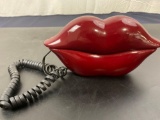 Vintage Red Hotlips Corded Phone TeleQuest Touch Tone