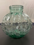 2 Gallon Spanish Green Glass Apothecary Pumpkin shaped Jar
