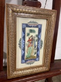 Framed Painting on Bone, Persian miniature with beautiful Khatam Inlaid Frame