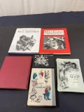 M.C. Escher 2 books and Slide Puzzle + Alice in Wonderland, 2 books and a We're All Mad Here plate