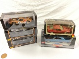 lot of 1/18 scale boxed die cast cars, 5ct all in original boxes.