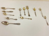 lot of sterling silver utensils, 11x spoons and 1x fork.