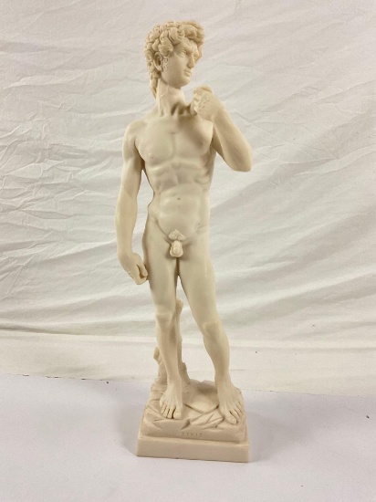 stone Michelangelo Sculpture of David, made in Italy and purchased in 1970.