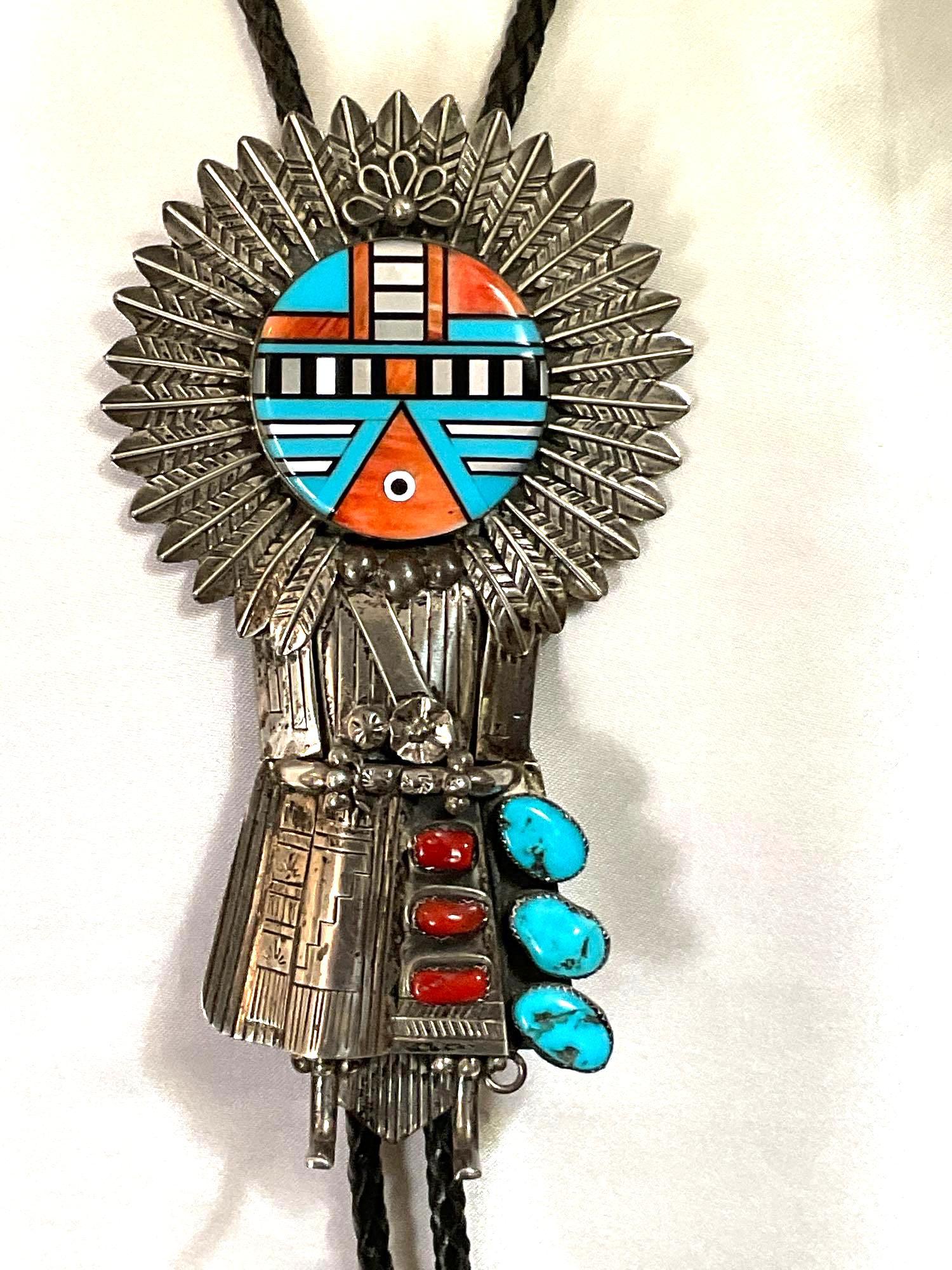 6 Inch Tall Vintage Native American Navajo Turquoise Sterling Silver Kachina Necklace 6 Inch Tall Vintage Native American Navajo Turquoise Sterling Silver Kachina Necklace