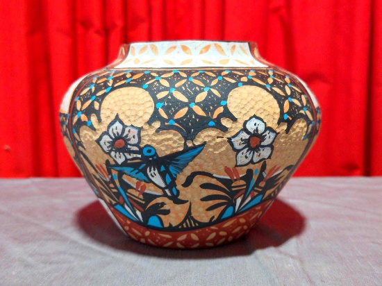 Jemez Etched and Painted Pottery Vase Signed Fragua