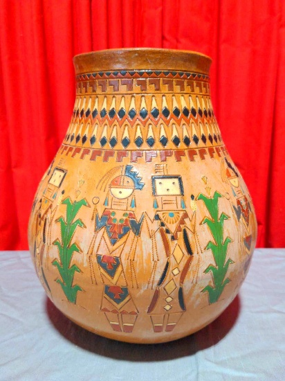 Navajo Corn Maiden Kachina Pottery Vase by Kenneth & Irene White