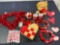 Heart Themed Valentine's Day Decorations, Heart Shaped Wreaths, candles, Etched Blown Glass Heart
