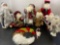 7 Assorted Santa Claus Figures + Crescent Santa Wall Hanging
