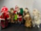 5 Assorted Santa Claus Figures and one Motion Mrs Claus