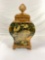 Vintage ornate wooden painted vase with lid,