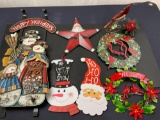 Sheet Metal Christmas Wall Hangings, Happy Holidays Sleigh Hanging,