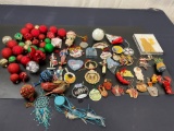 Large Lot of Vintage Christmas Ornaments, some Patriotic, 2 Beeswax, Pineapple by Jim Shore